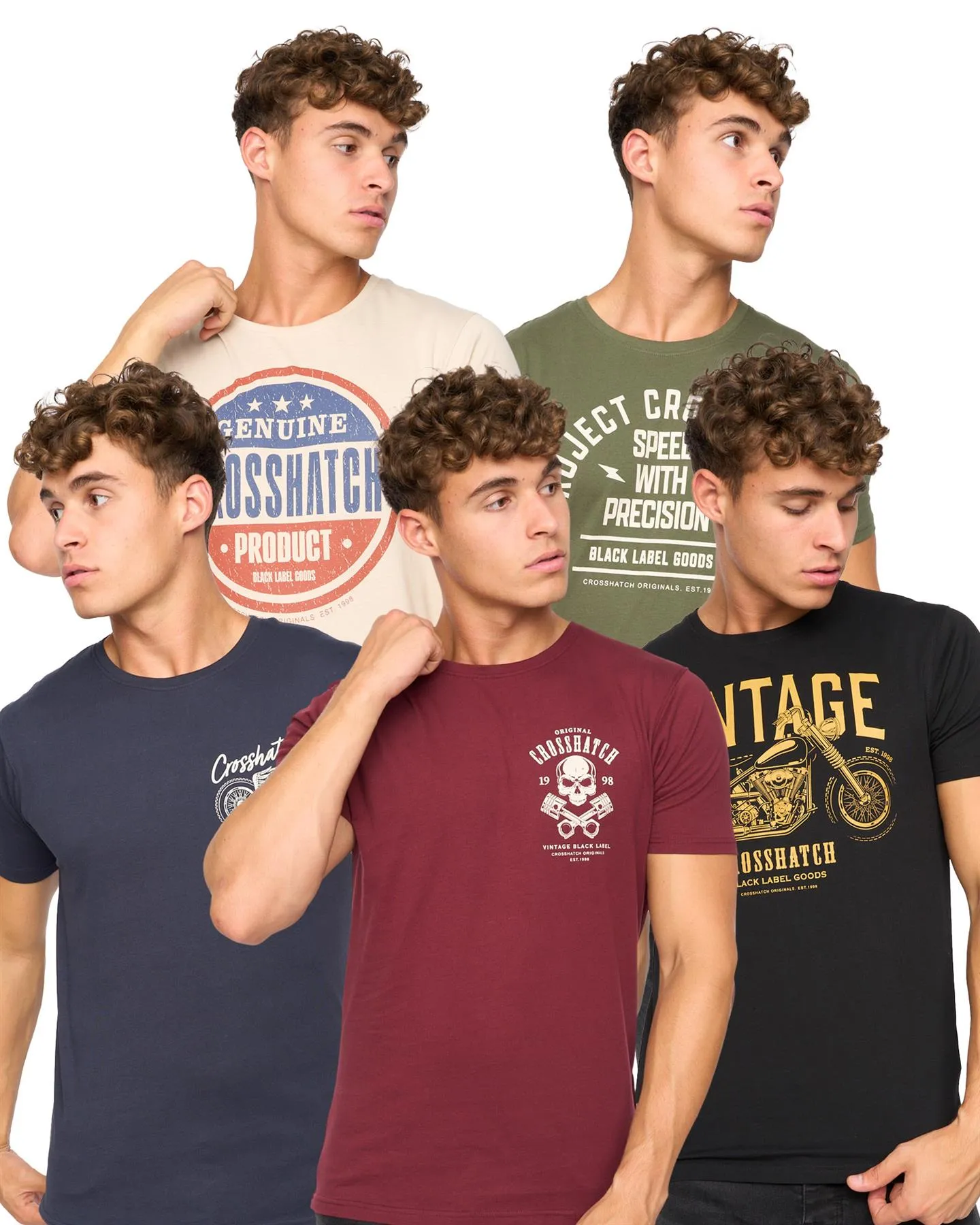 Mens Motohub T-Shirt 5pk Assorted