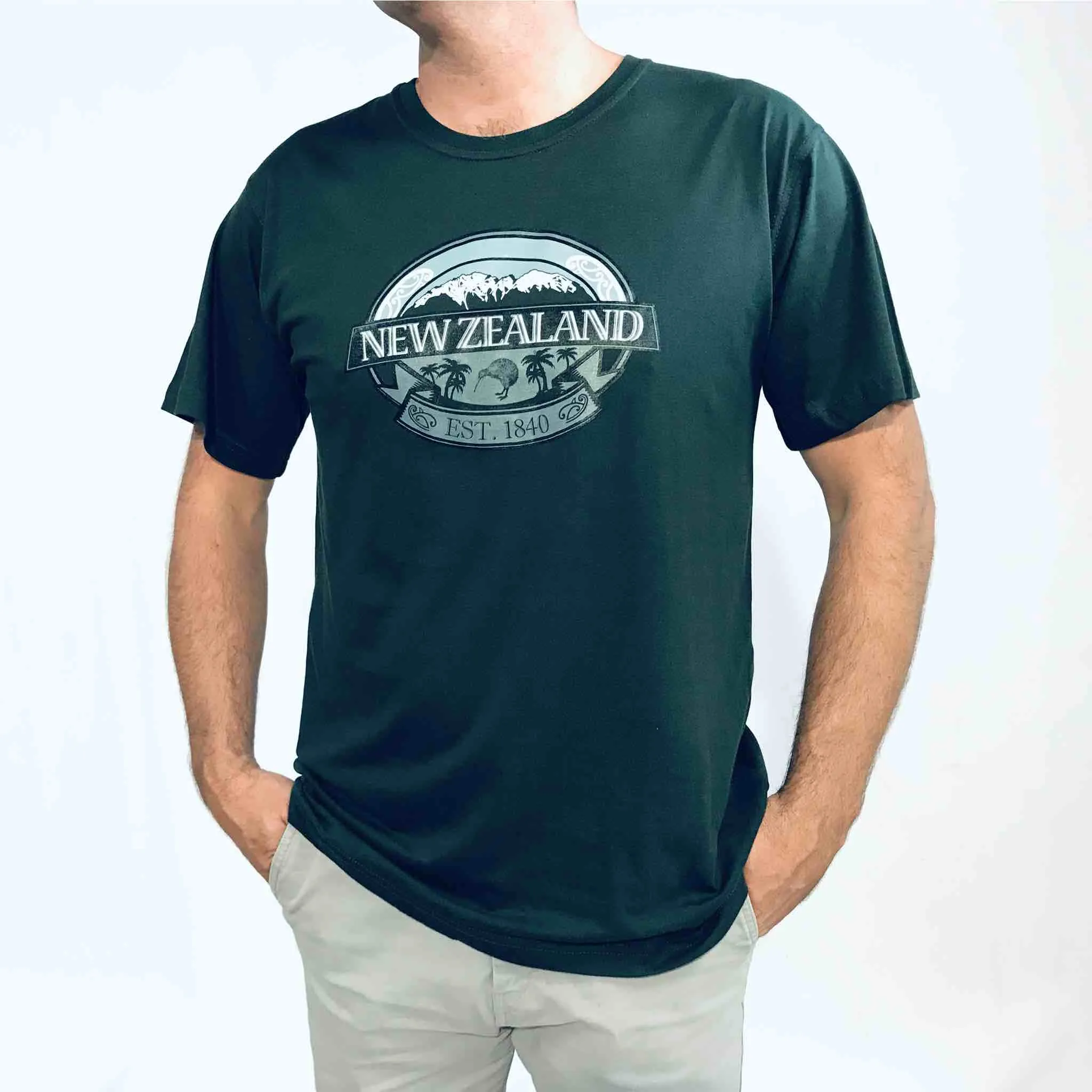 Mens New Zealand T Shirt - Mountains Kiwi