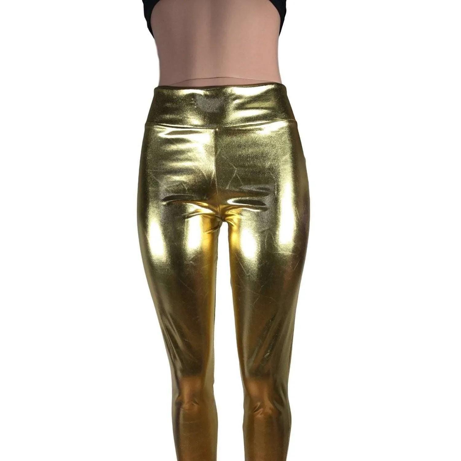 Metallic Gold High Waisted Leggings Pants