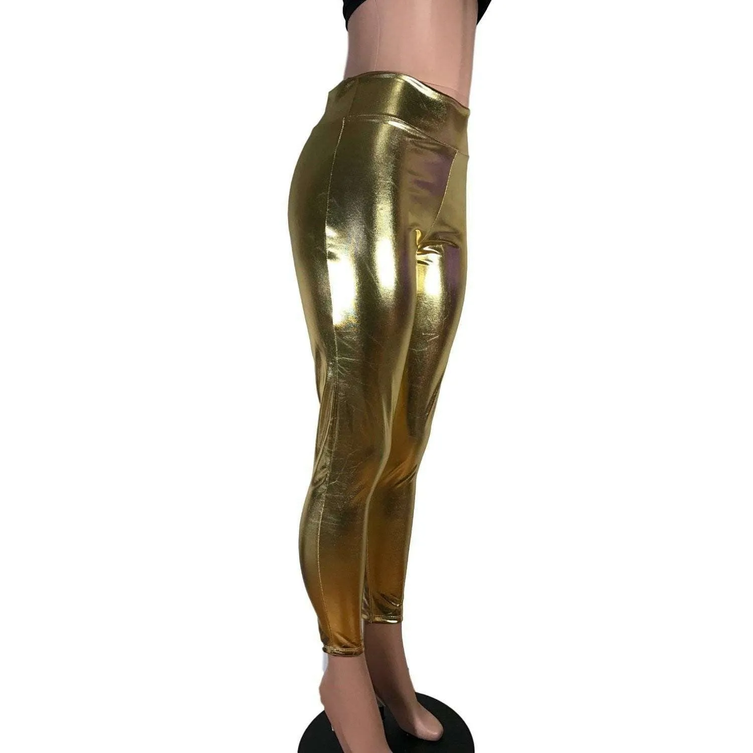 Metallic Gold High Waisted Leggings Pants