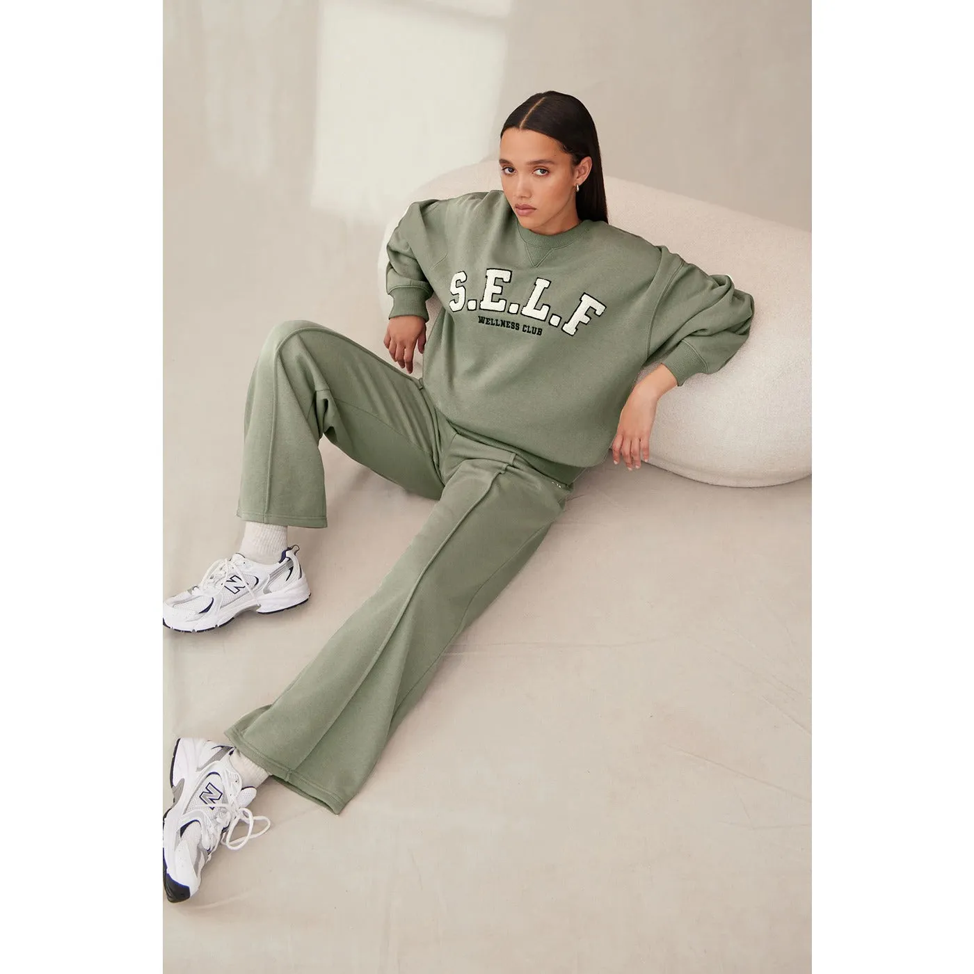 Olive Self Club Oversized Sweatshirt