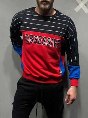 Oversized Striped Sweatshirt Type Embroidery