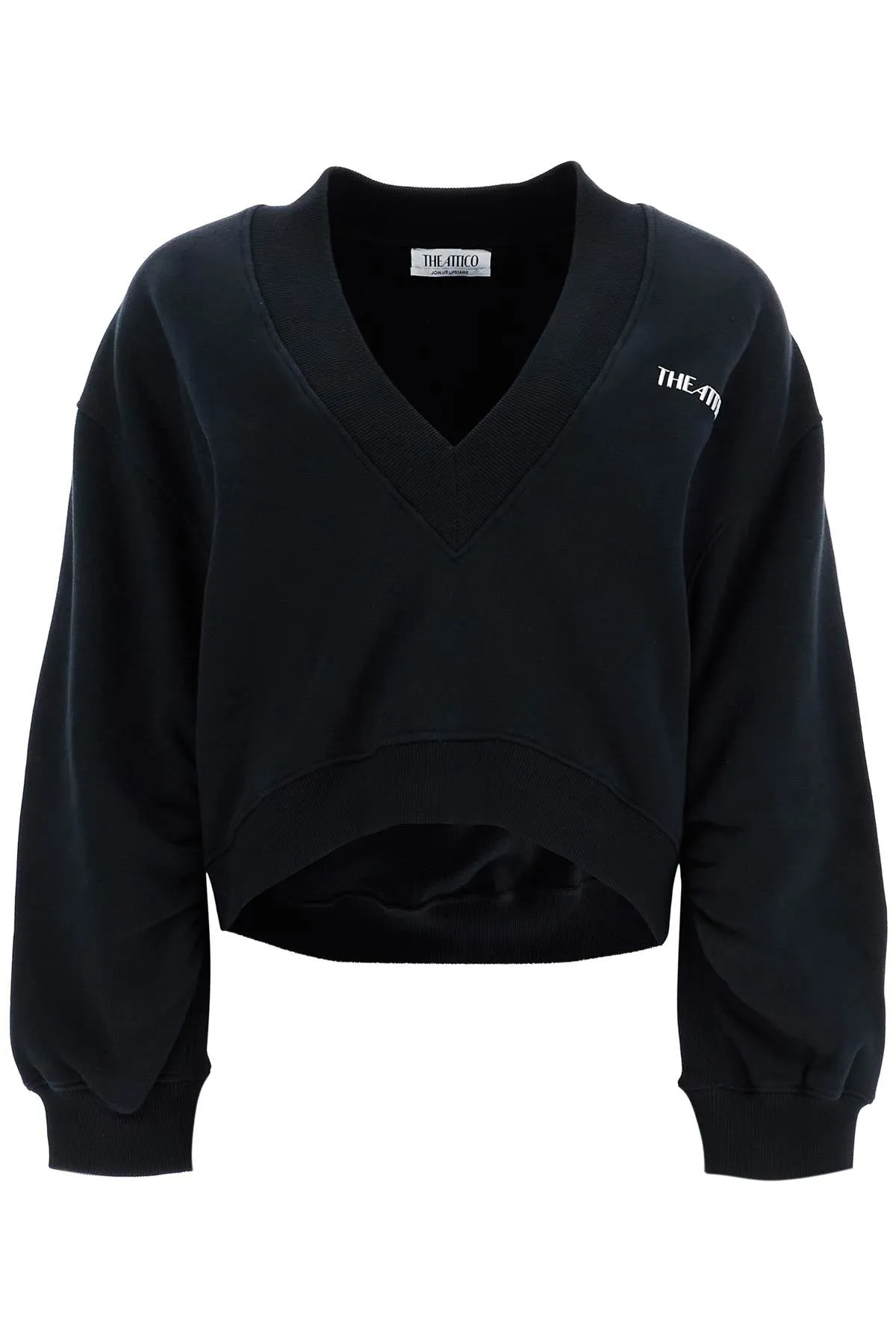 oversized sweatshirt with deep v-neck 247WCF10JF03 BLACK