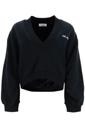oversized sweatshirt with deep v-neck 247WCF10JF03 BLACK
