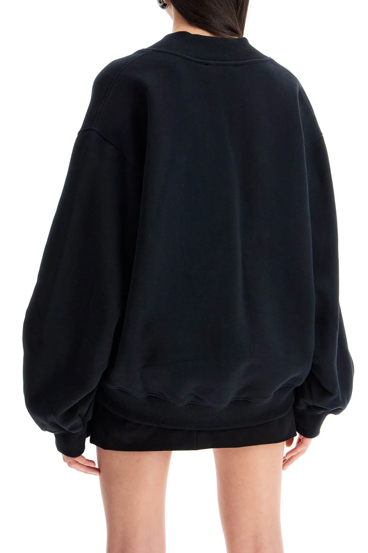 oversized sweatshirt with deep v-neck 247WCF10JF03 BLACK