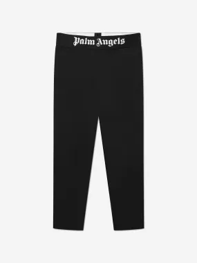 Palm Angels Girls Waistband Logo Leggings in Black