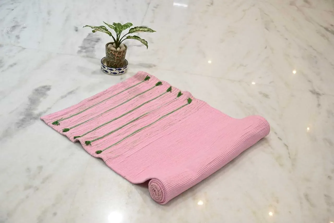 Pink Cotton Handloom Mat