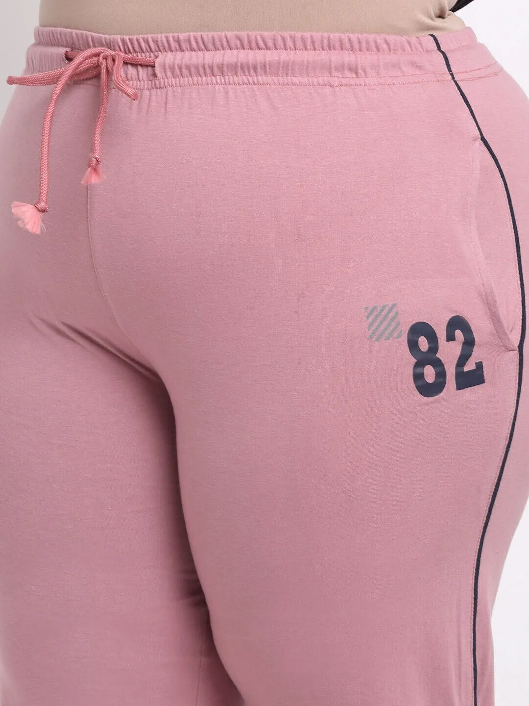 plusS Women Pink Cotton Track Pants