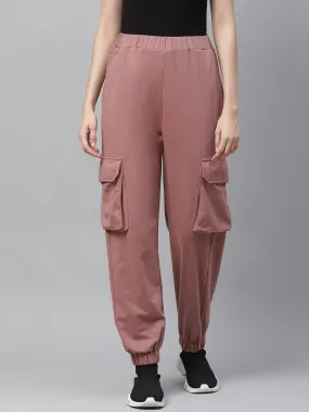 plusS Women Pink Regular Fit Solid Joggers