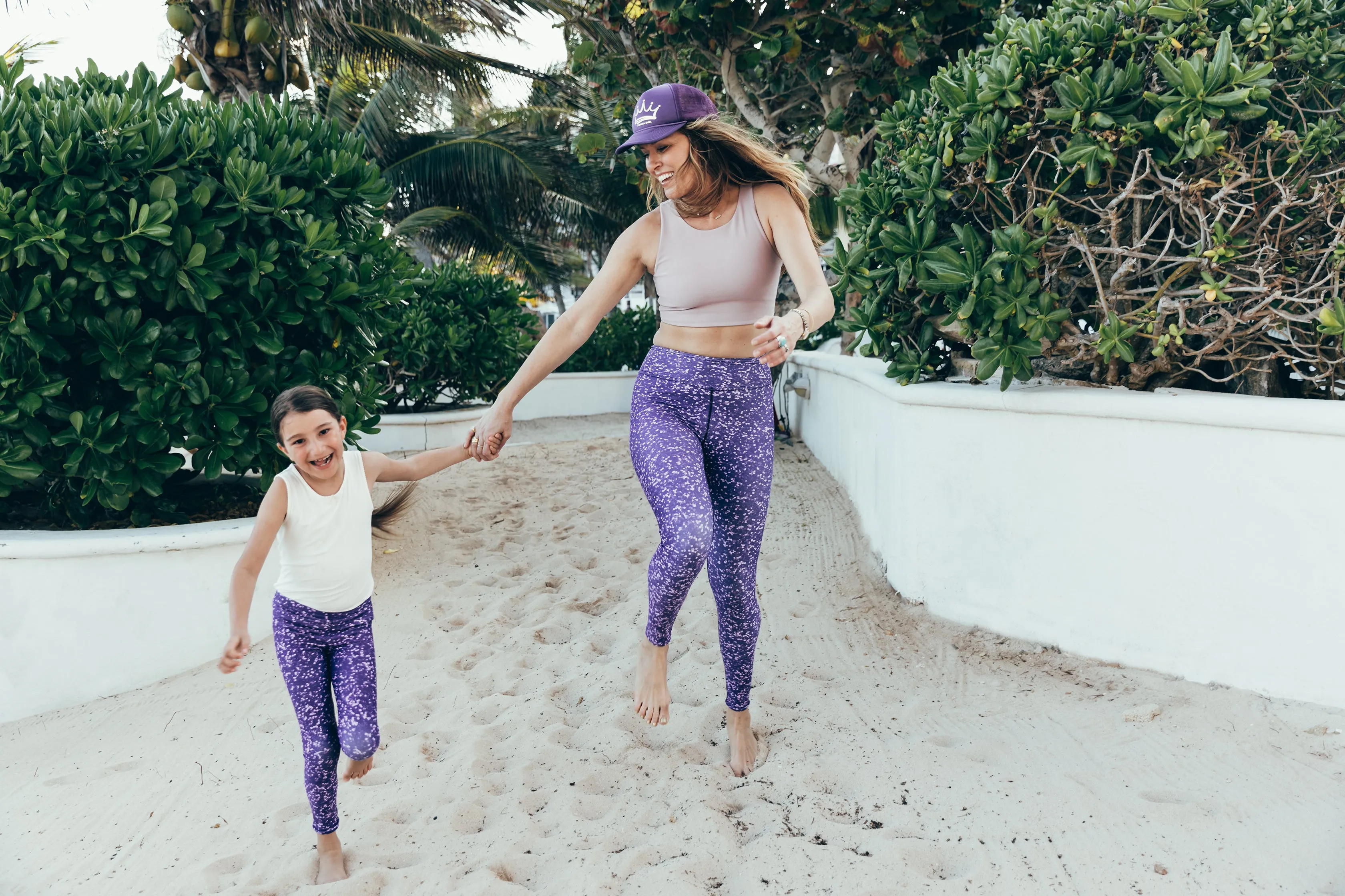 Purple Glitter High Waist Yoga Leggings