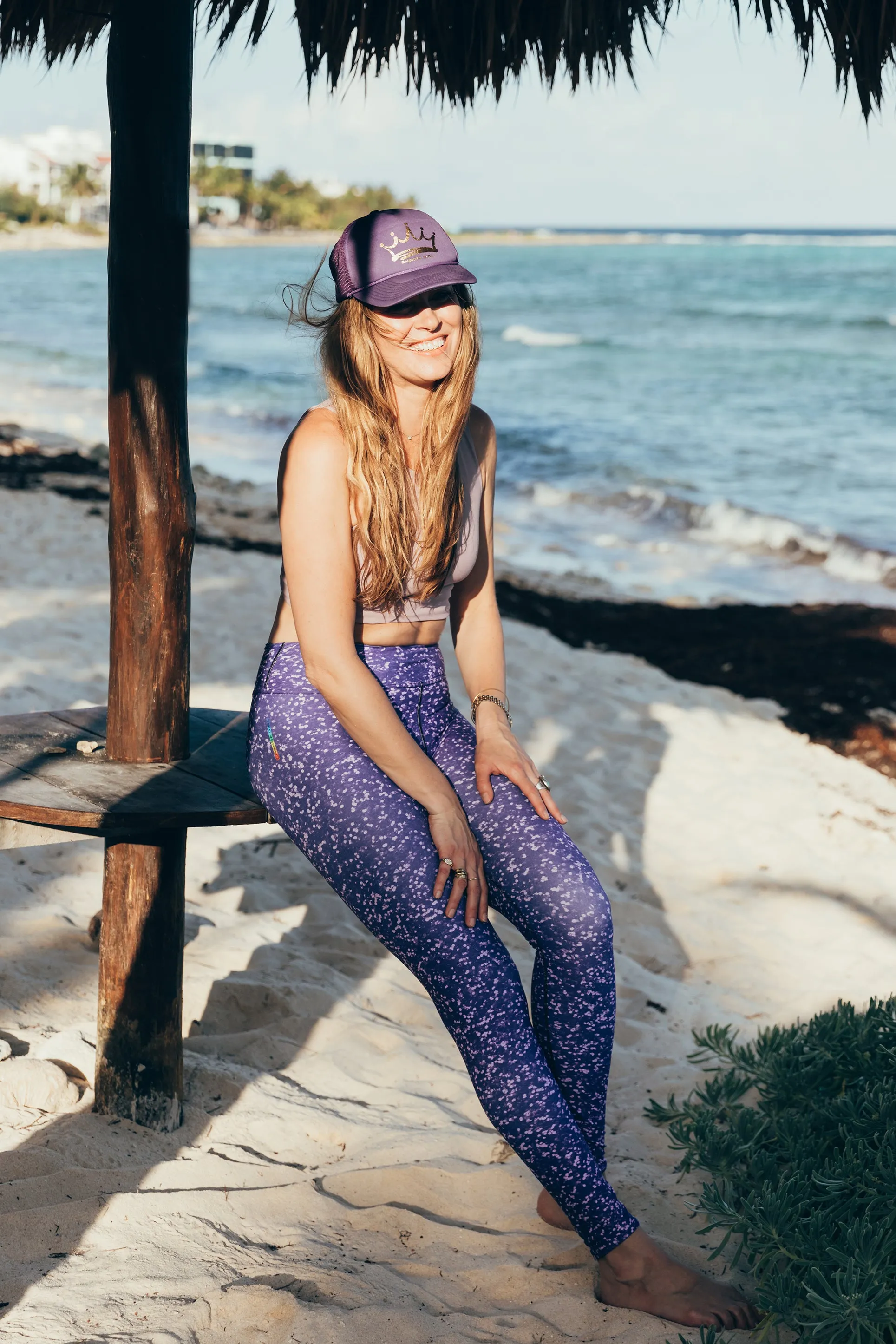 Purple Glitter High Waist Yoga Leggings