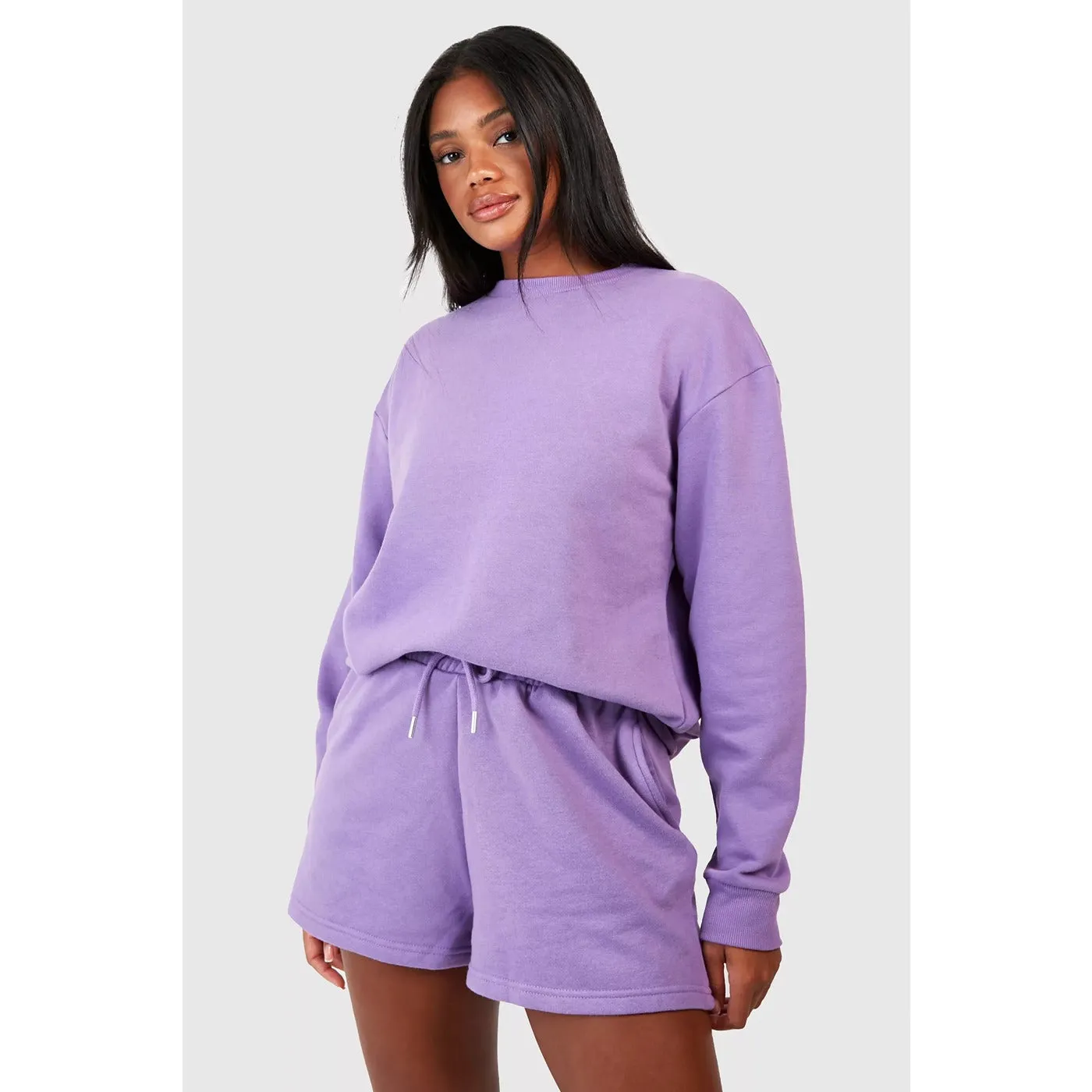 Purple Oversized Basic Sweatshirt