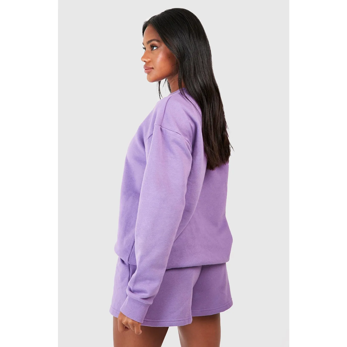 Purple Oversized Basic Sweatshirt