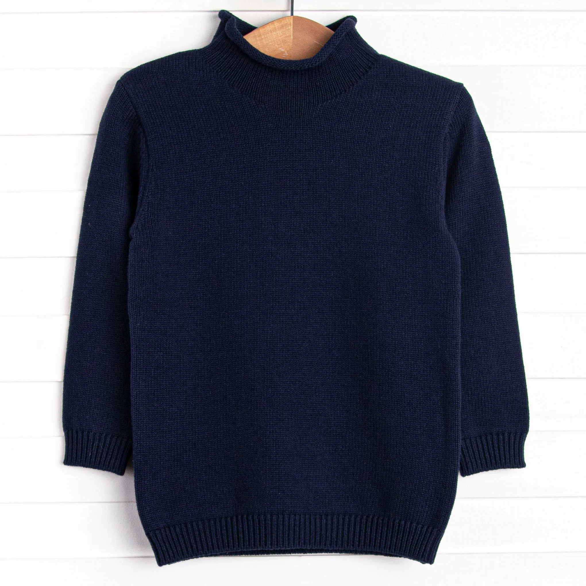 Rolled Neck Sweater, Navy