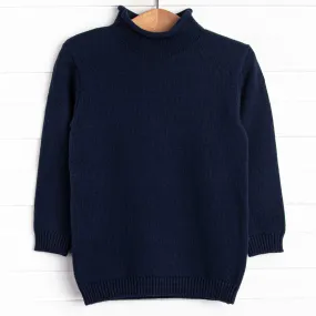 Rolled Neck Sweater, Navy