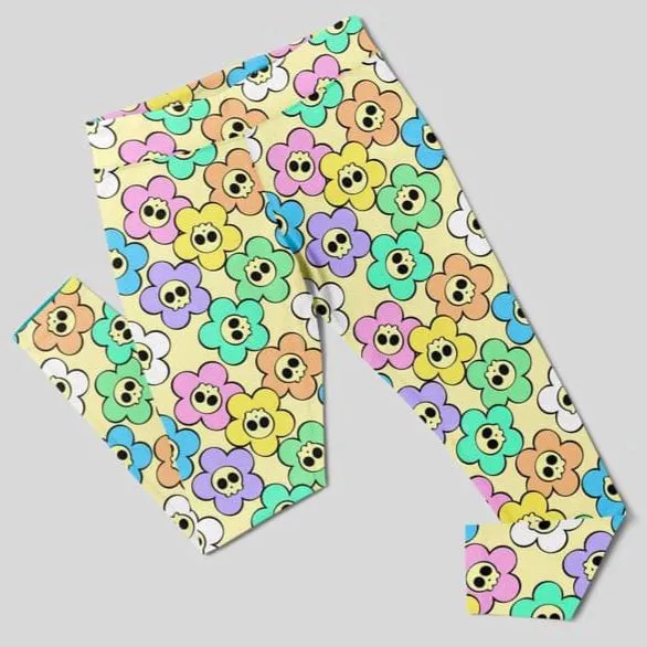 Skull Flowers (Exclusive) - High-quality Handcrafted Vibrant Leggings