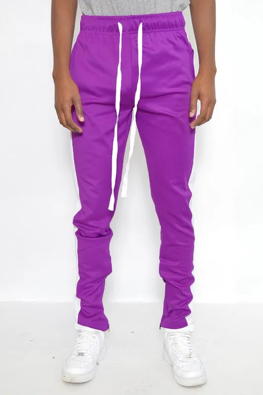 Slim Fit Single Stripe Track Pants (Purple)