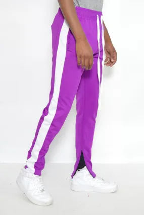 Slim Fit Single Stripe Track Pants (Purple)