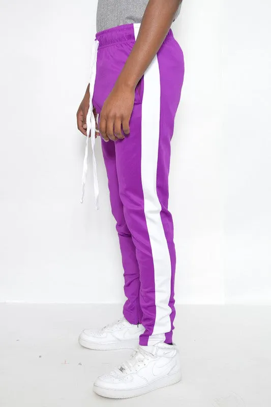 Slim Fit Single Stripe Track Pants (Purple)