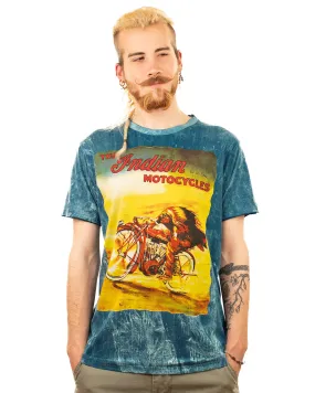 Stonewash Motorcycle Cotton T-shirt Navy Blue