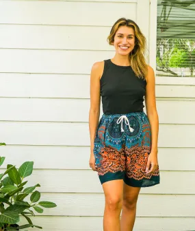 Teal Sunset Boho Shorts