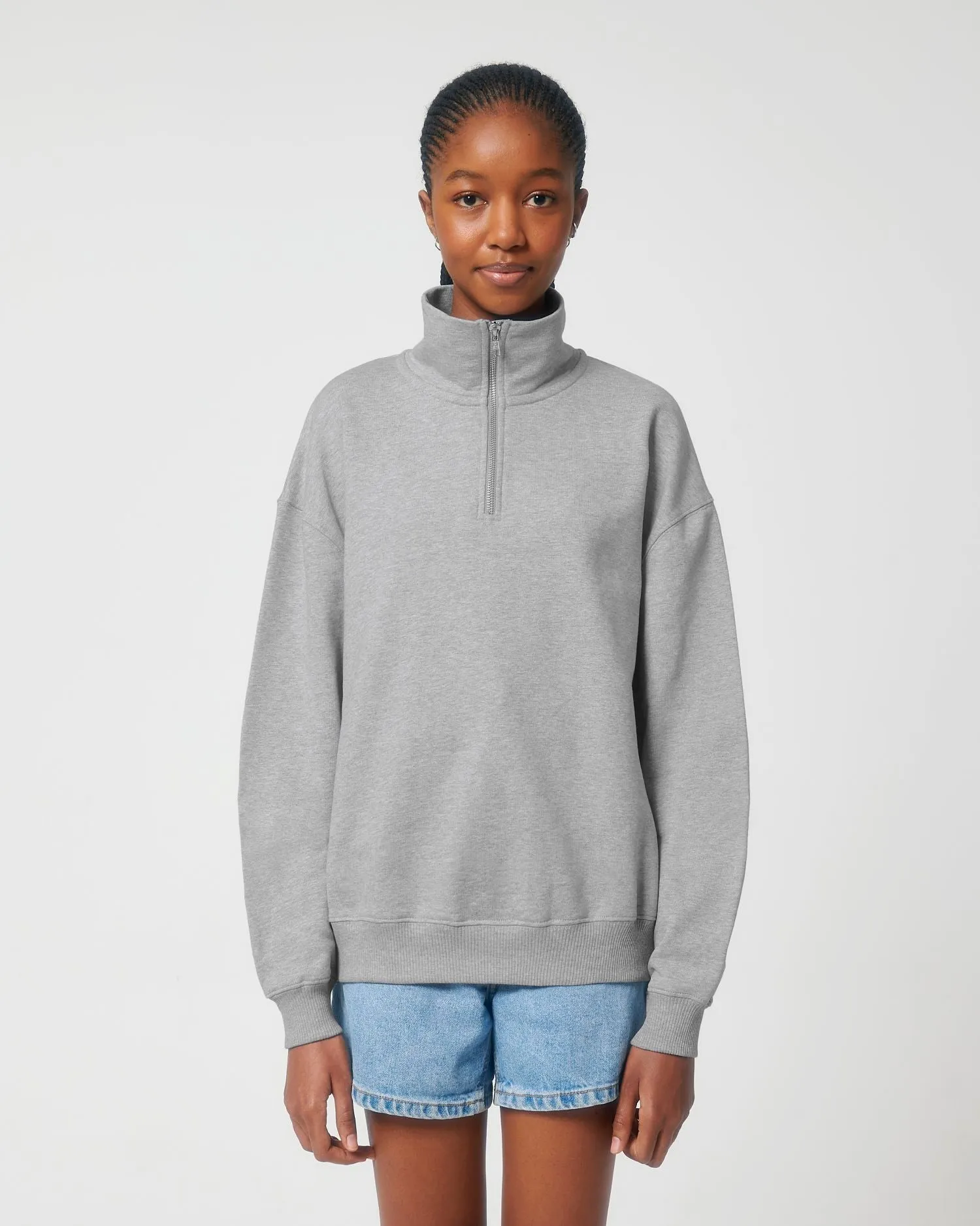 Unisex Organic Cotton Quarter Zip Crewnecks  Sweatshirt 400 G/M² | Miller Dry STSU795