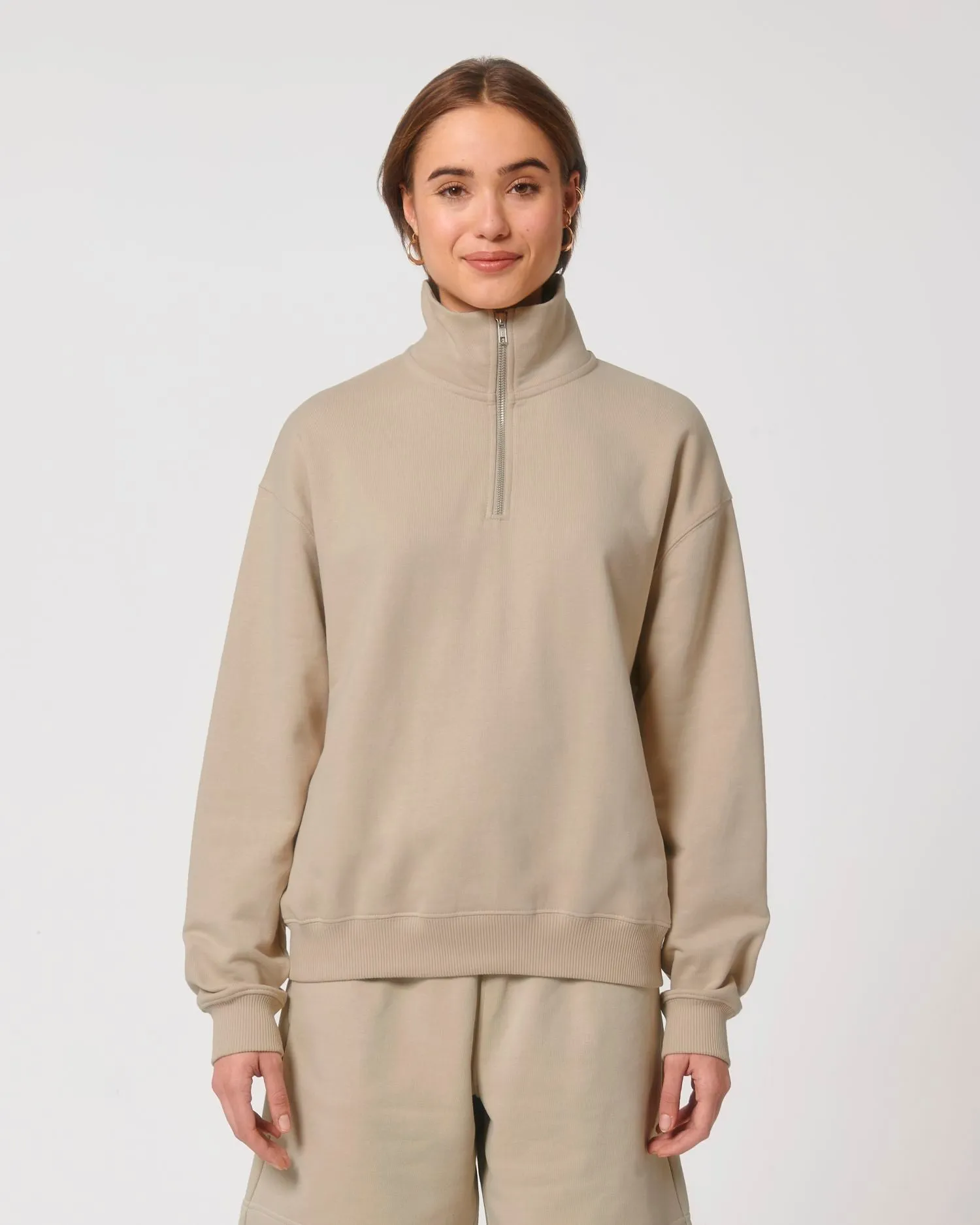 Unisex Organic Cotton Quarter Zip Crewnecks  Sweatshirt 400 G/M² | Miller Dry STSU795