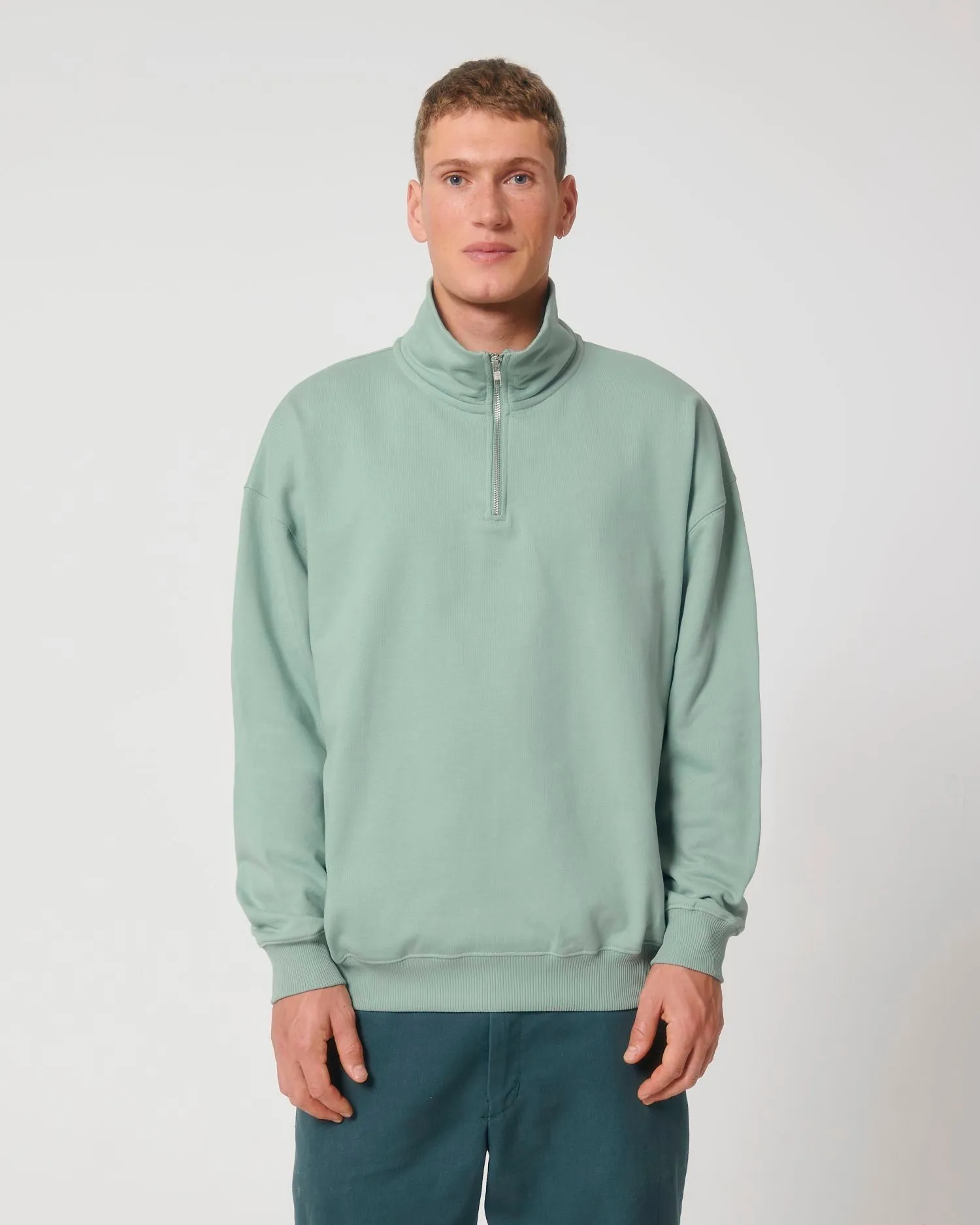 Unisex Organic Cotton Quarter Zip Crewnecks  Sweatshirt 400 G/M² | Miller Dry STSU795