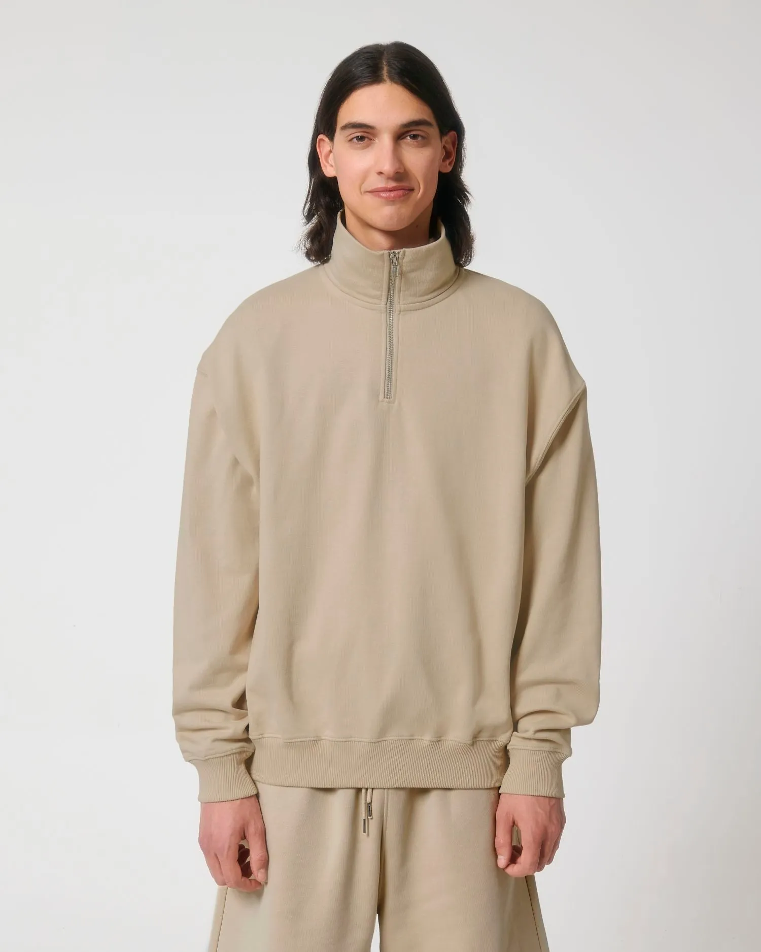 Unisex Organic Cotton Quarter Zip Crewnecks  Sweatshirt 400 G/M² | Miller Dry STSU795