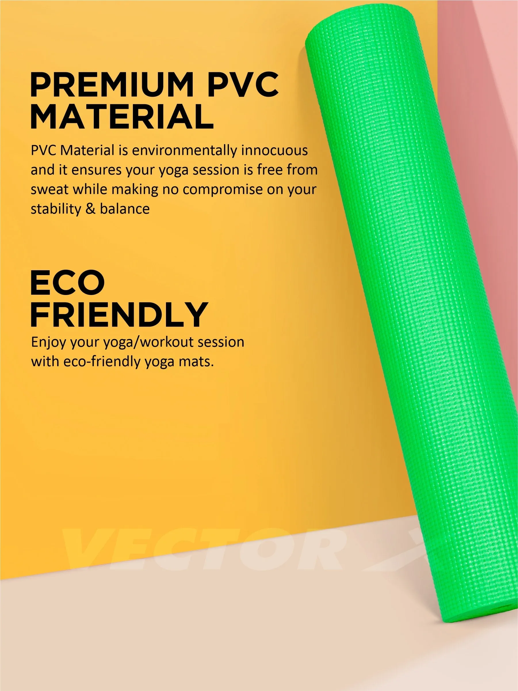 VECTOR X Non-Toxic Phthalate Free Best Quality and Anti slip PVC Eco Friendly 4 mm Yoga Mat (Green)