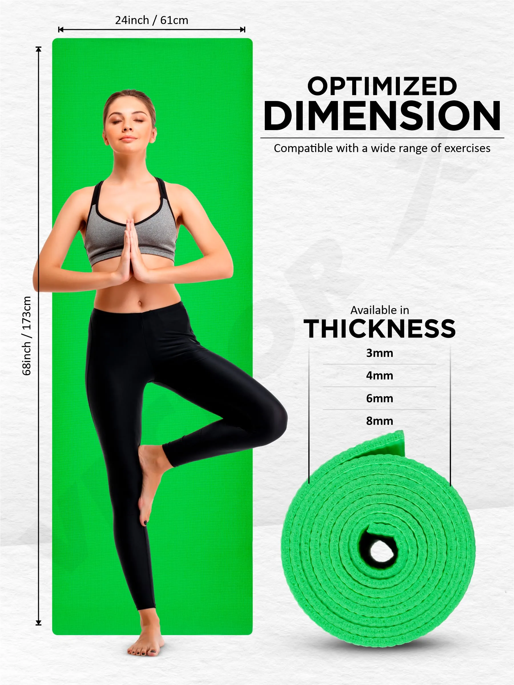 VECTOR X Non-Toxic Phthalate Free Best Quality and Anti slip PVC Eco Friendly 4 mm Yoga Mat (Green)
