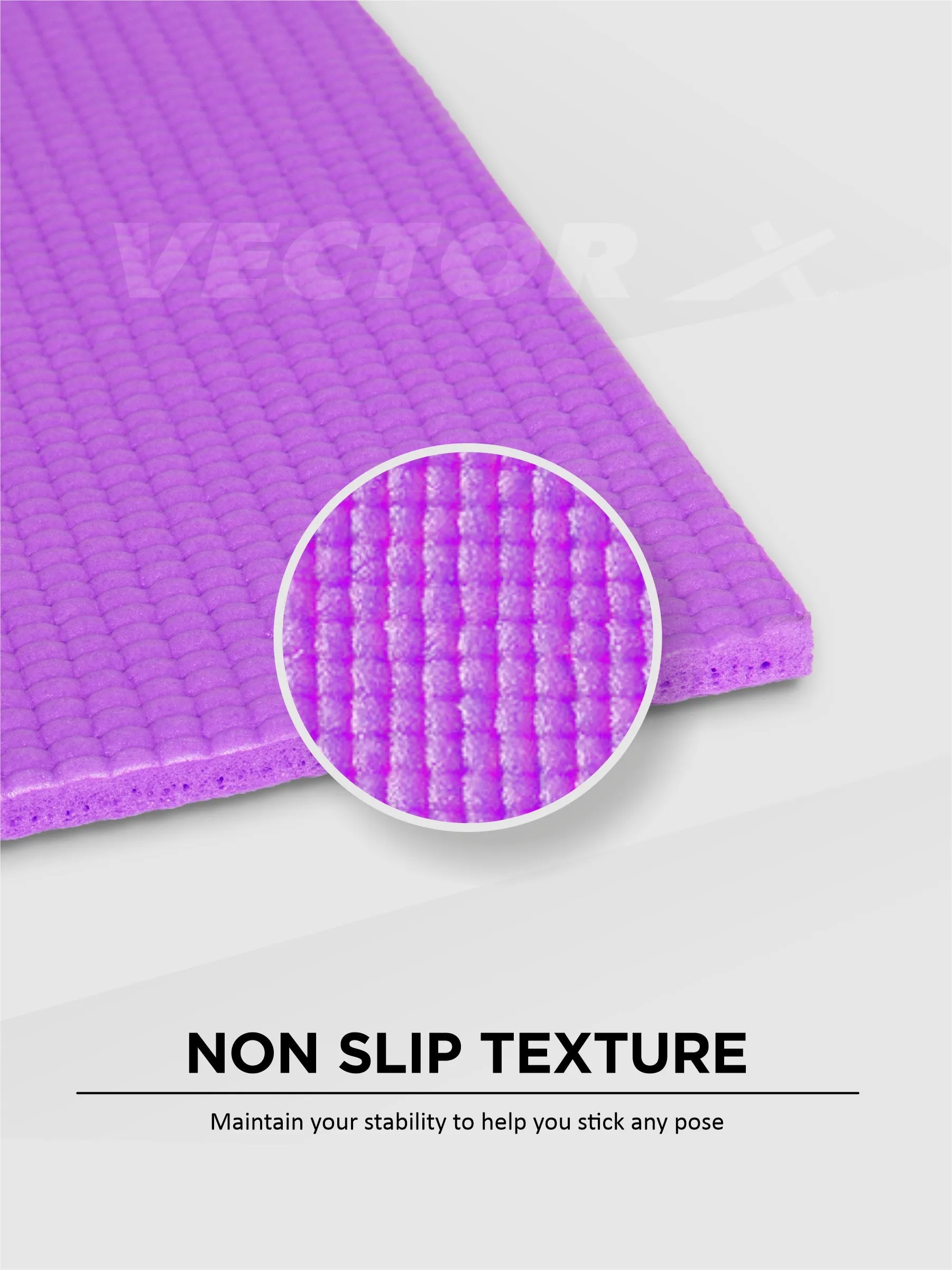 VECTOR X Non-Toxic Phthalate Free Best Quality and Anti slip PVC Eco Friendly 4 mm Yoga Mat (Purple)