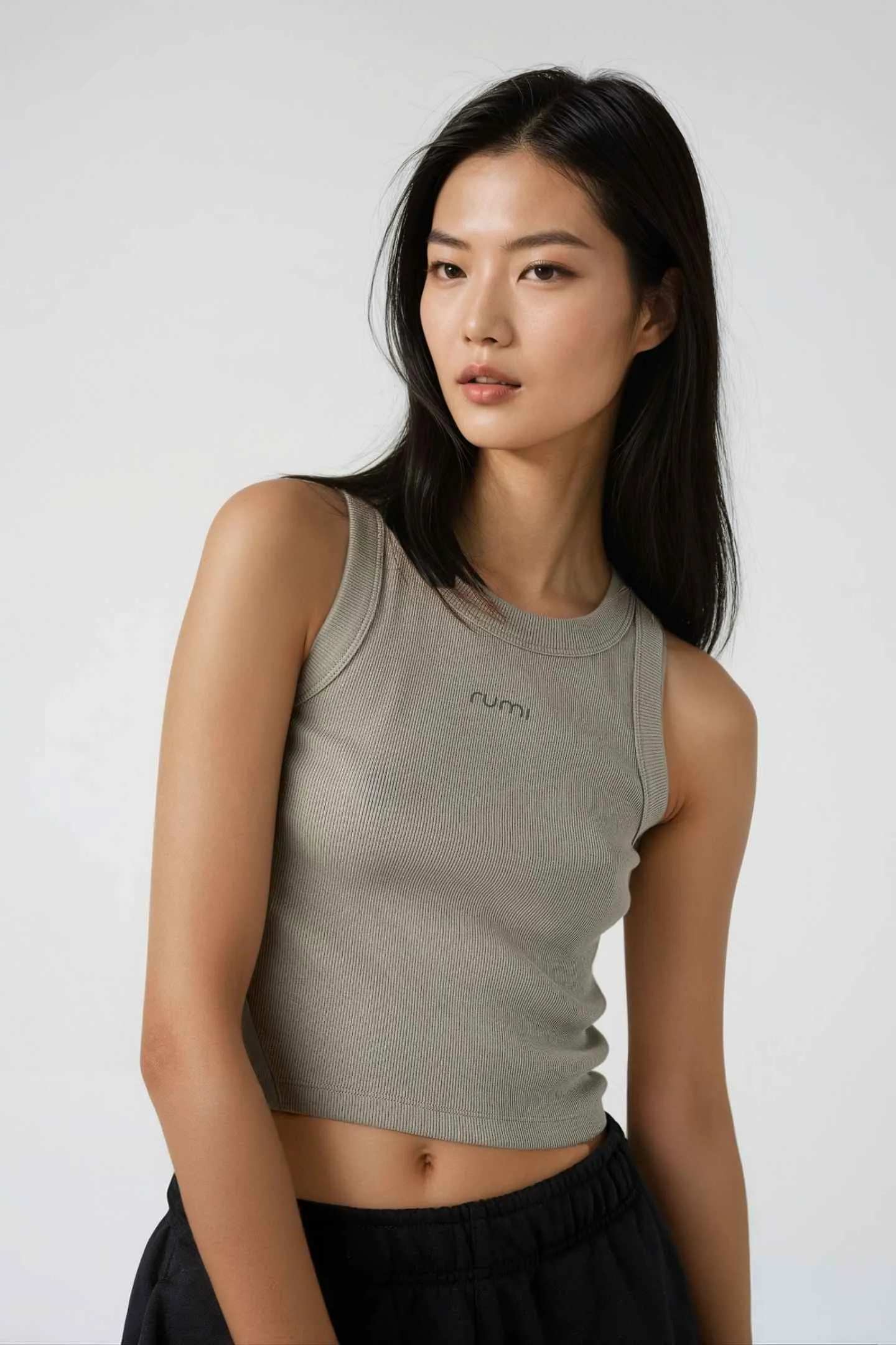 W MoonRib Cropped Tank - Stone