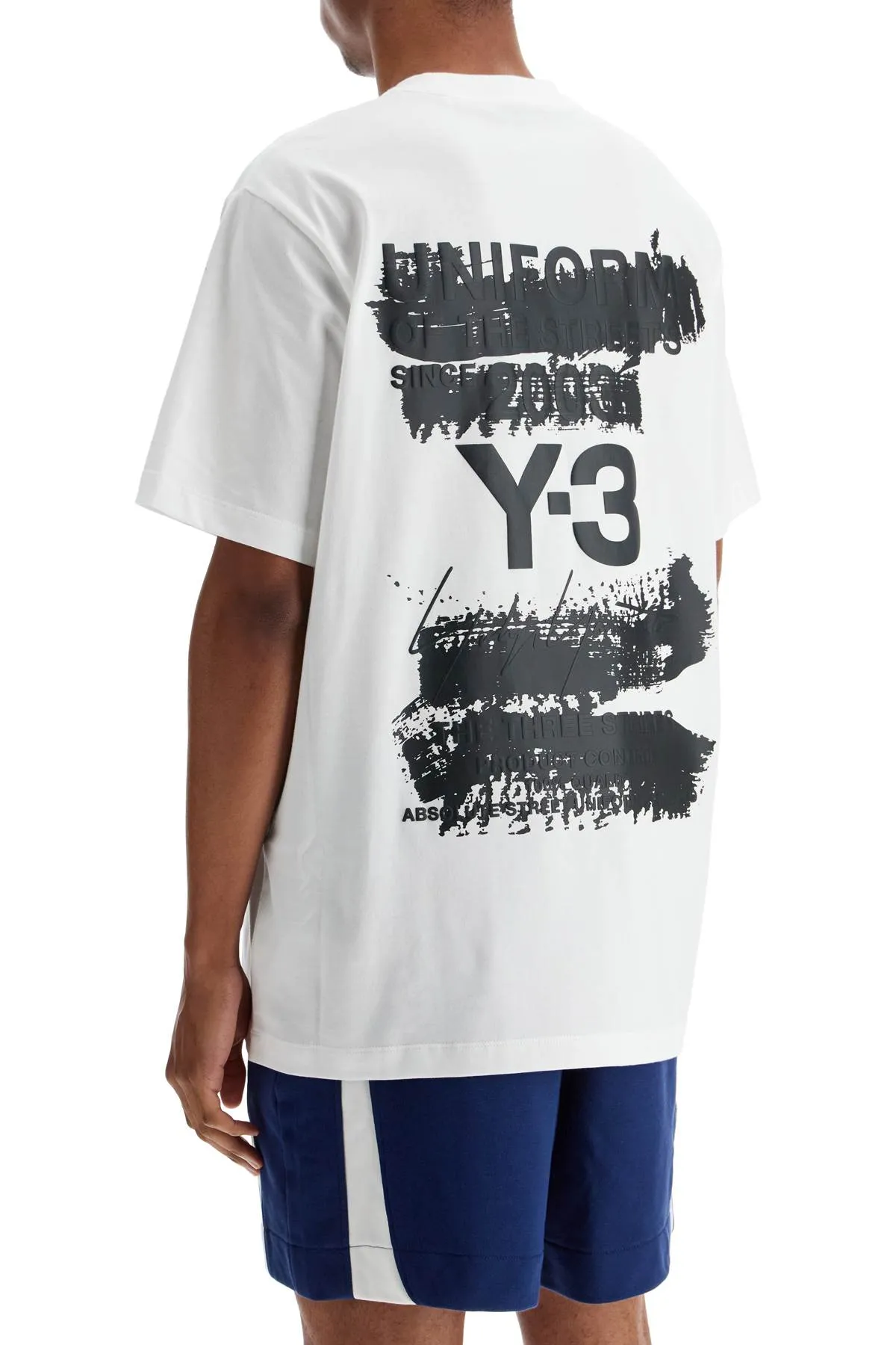 white cotton t-shirt with "uniform of the streets" print JM7815 WHITE