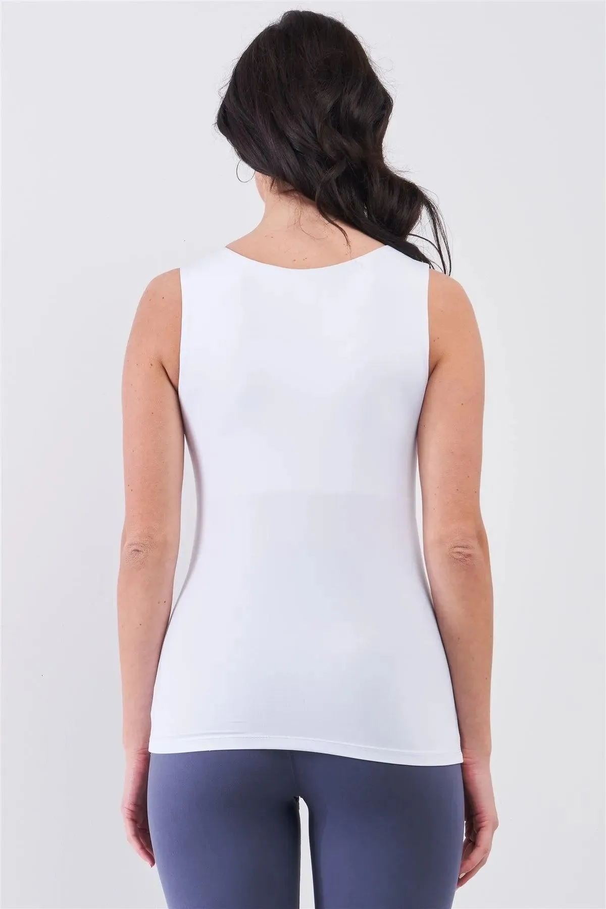 White Seamless Sleeveless Round Neck Tank Top