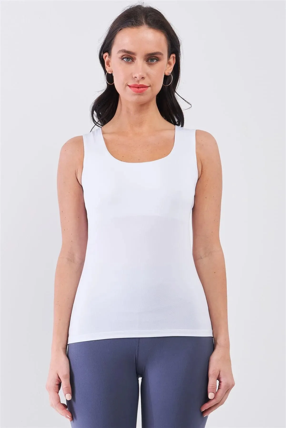 White Seamless Sleeveless Round Neck Tank Top