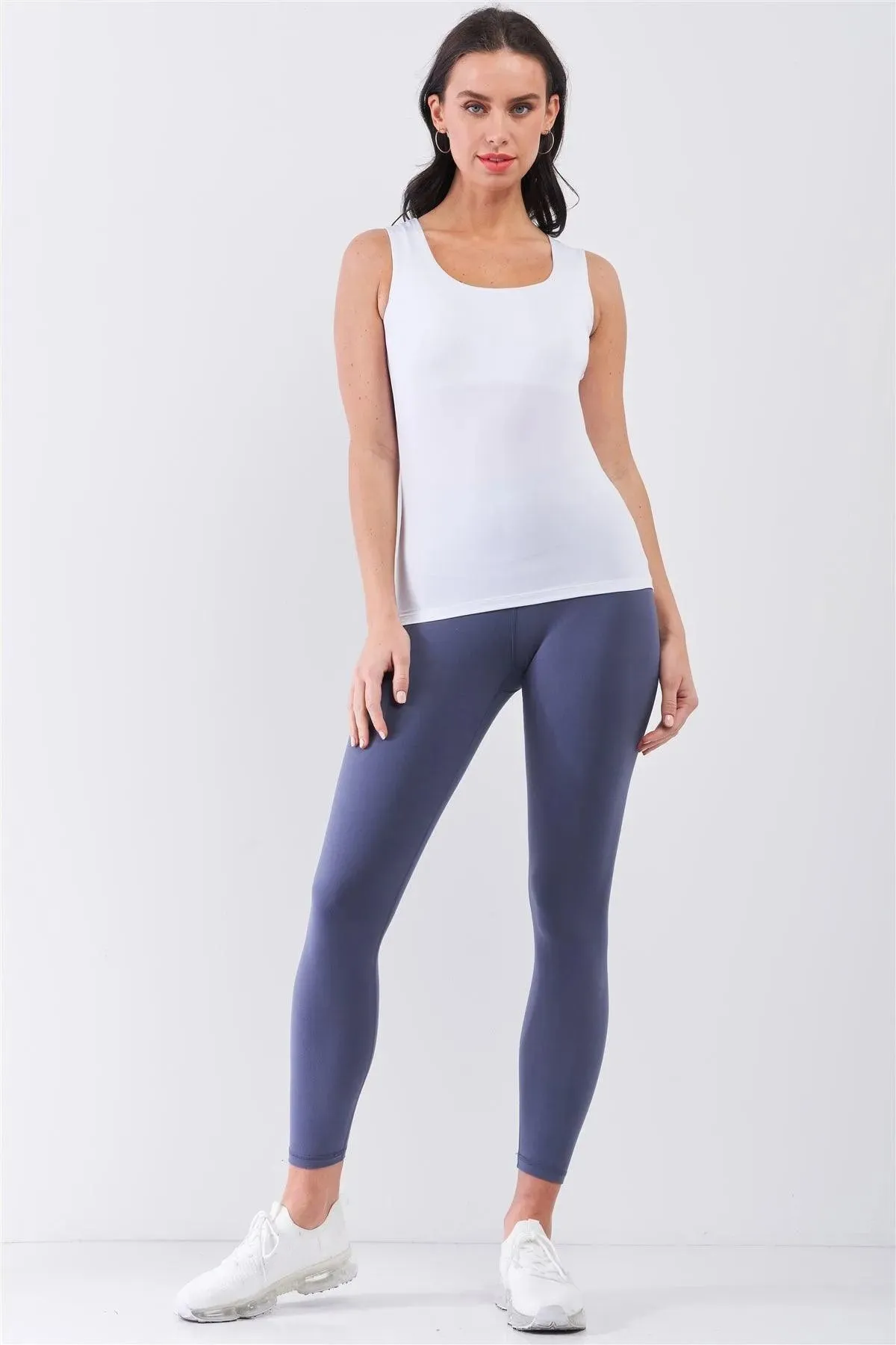 White Seamless Sleeveless Round Neck Tank Top