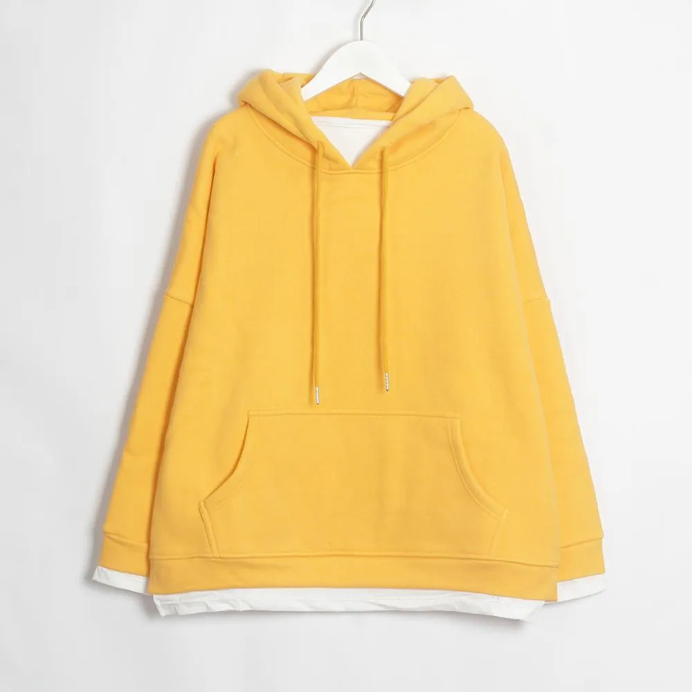 Women Casual Sweatshirts Warm Velvet Long Sleeve Oversize Hoodies Tops Autumn Winter Pullover Tops
