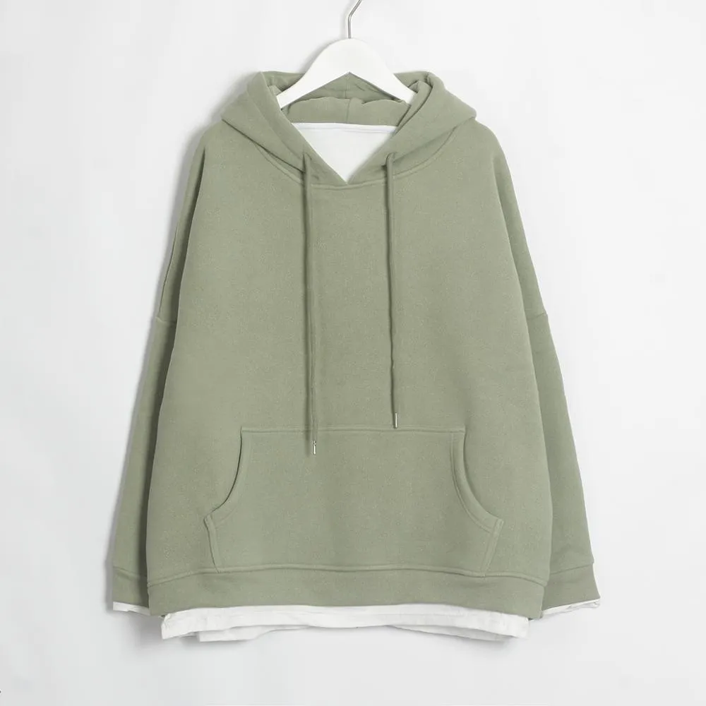 Women Casual Sweatshirts Warm Velvet Long Sleeve Oversize Hoodies Tops Autumn Winter Pullover Tops