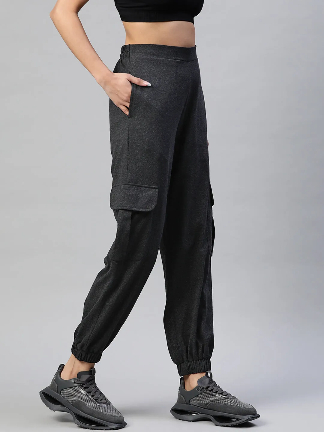 Women Charcoal Solid Joggers