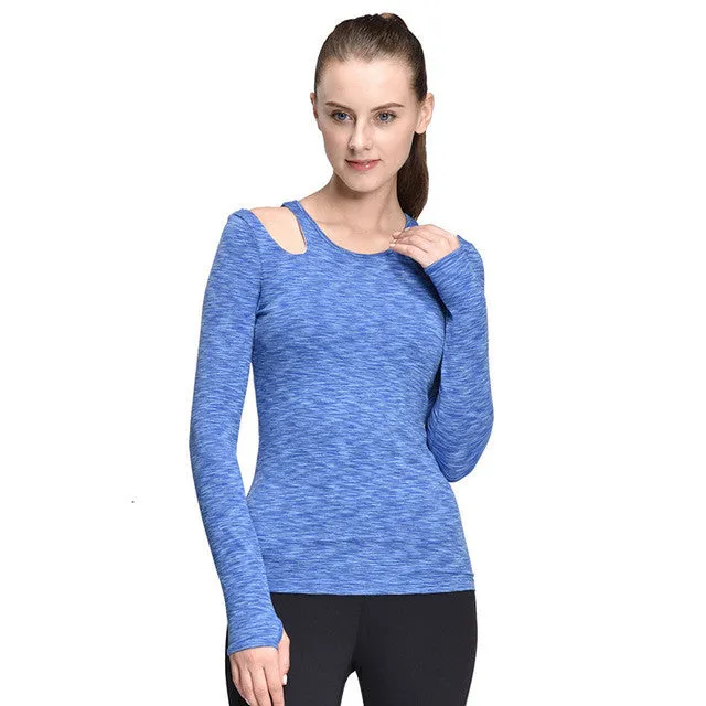 Women Yoga Tops Compression T-Shirt Running Tights Woman Long Sleeve Running Clothes Long Sleeve Yoga Tops with Bra