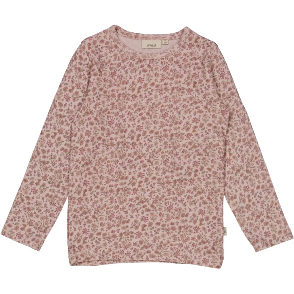 Wool T-Shirt LS - powder flowers
