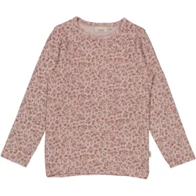 Wool T-Shirt LS - powder flowers