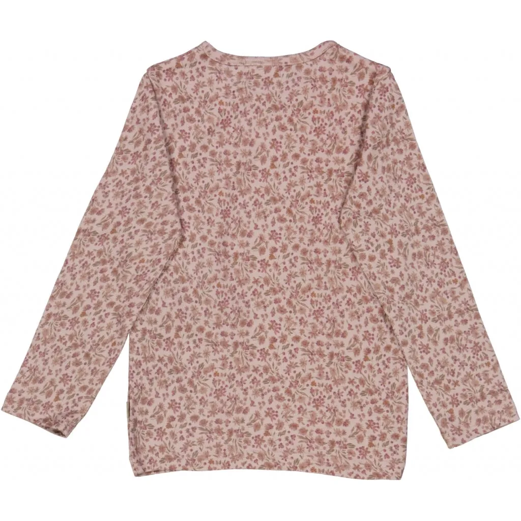 Wool T-Shirt LS - powder flowers
