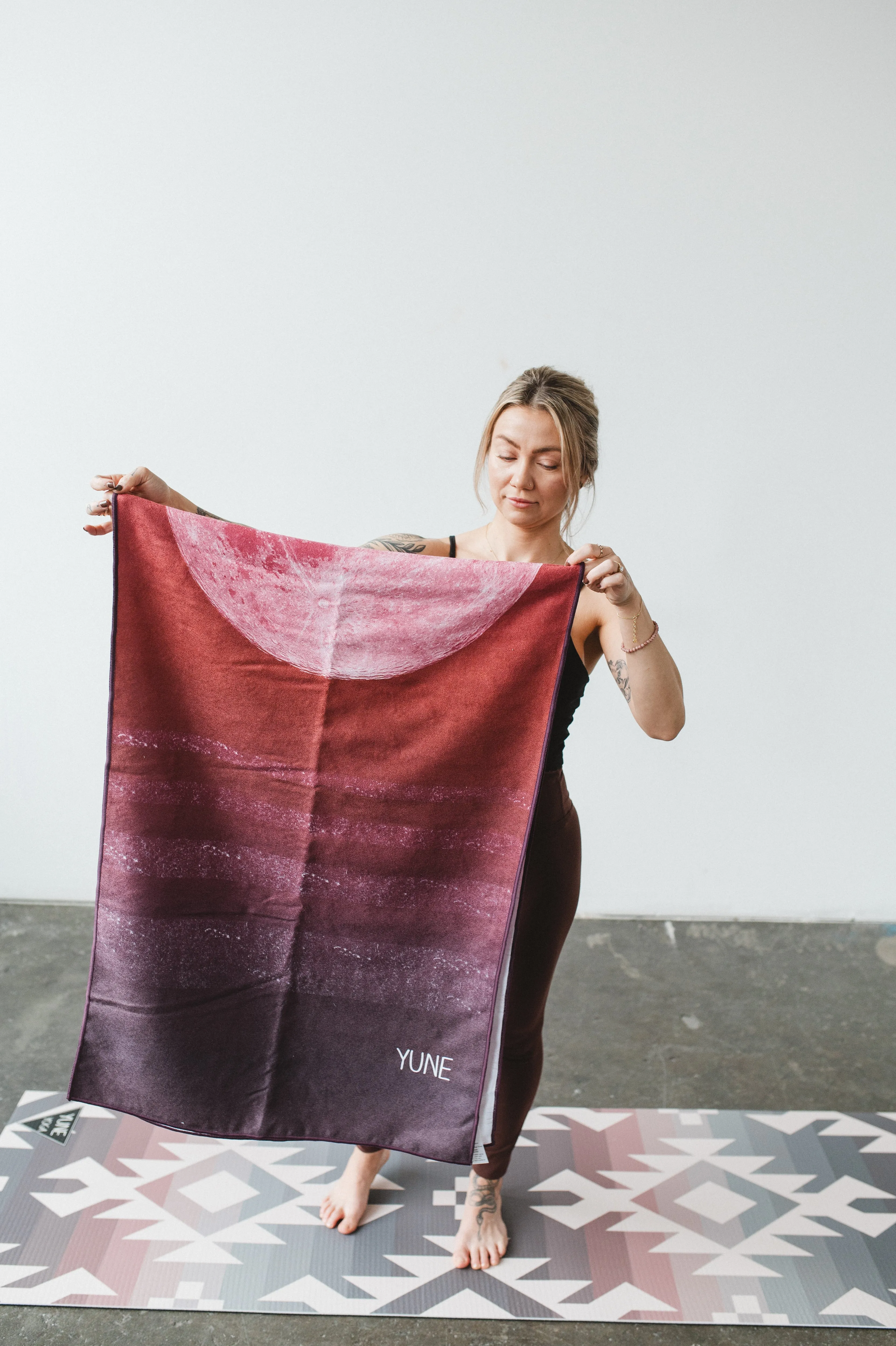 Yoga Towel | Non Slip Silicon Nubs | Absorbent Microfiber | Red | Yune Yoga | The Caliban