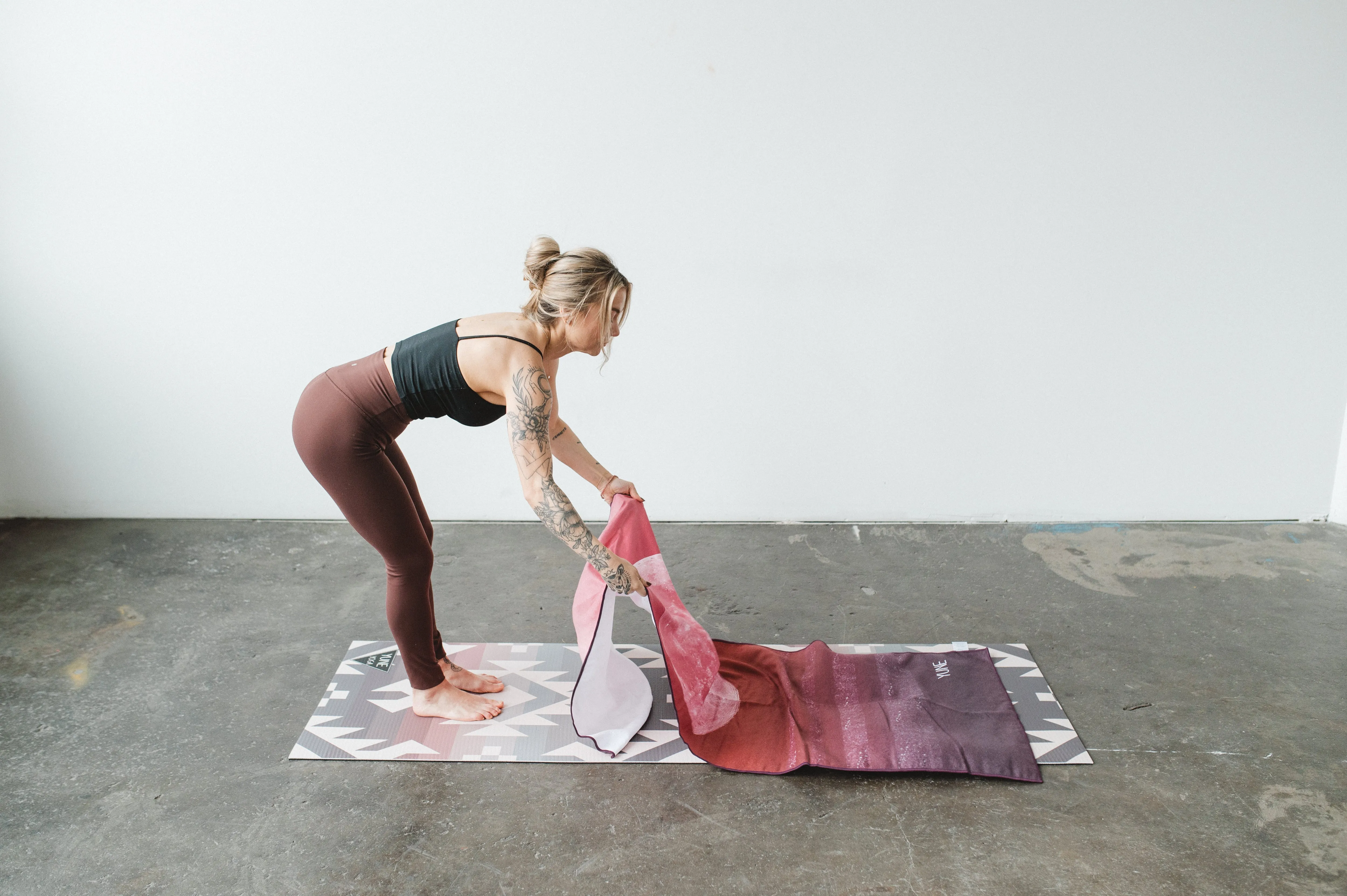 Yoga Towel | Non Slip Silicon Nubs | Absorbent Microfiber | Red | Yune Yoga | The Caliban